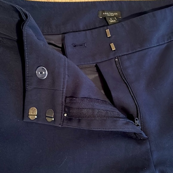Ann Taylor navy blue dress pants with decorative front buttons. Like new. - Picture 3 of 8